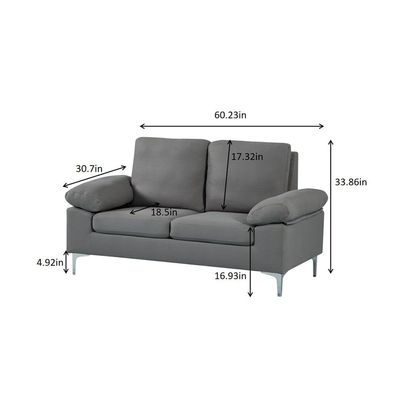 Algo 2-Seater Fabric Sofa - Grey - With 2-Year Warranty